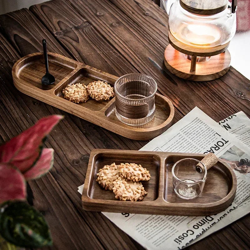 Acacia Japanese Wooden Tray Vintage